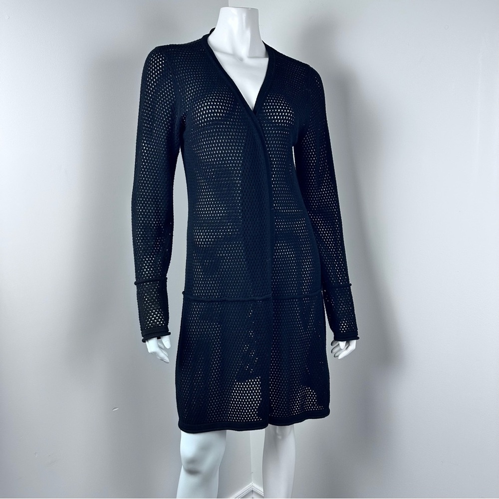 Belldini Open-Knit Longline‎ Mesh Cardigan Medium Cotton Blend